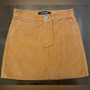 Express Corduroy Tan Slim A-line Mini High Rise Skirt Sz 2